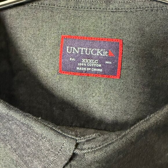 UNTUCKit Long Sleeve Button Down Shirt Men's Size XXXL Dark Gray/Black Chambray - Picture 3 of 3